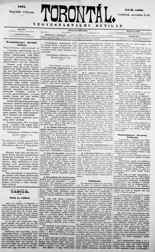 Torontál, 4. évf. 1875. november 4. 44. sz.