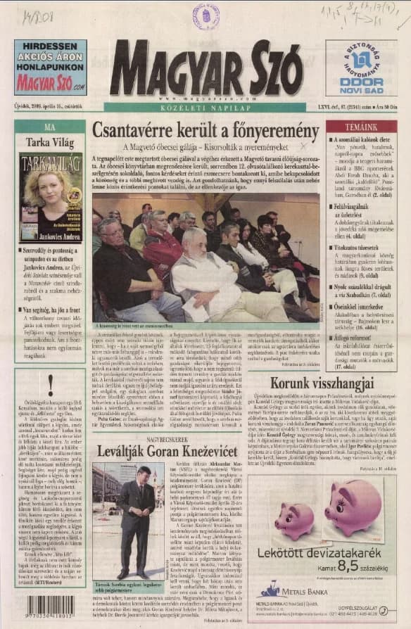 Magyar Szó, 66. évf. 2009. április 16. 87. sz. 1–20. oldal