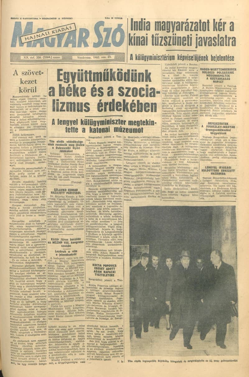 Magyar Szó, 19. évf. 1962. november 25. 326. sz. 1–24. oldal