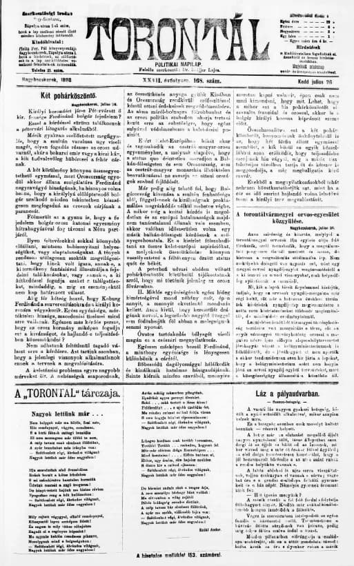 Torontál, 27. évf. 1898. július 26. 168. sz.