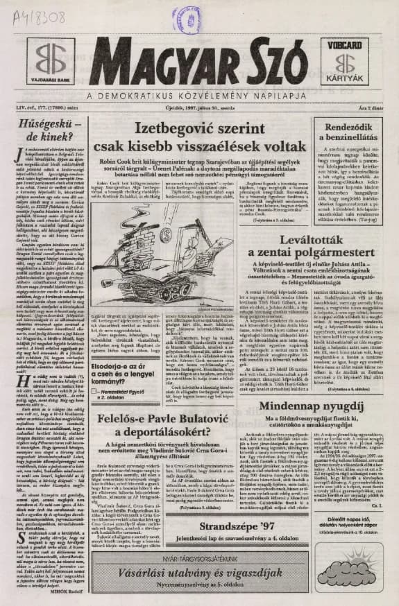 Magyar Szó, 54. évf. 1997. július 30. 177. sz. 1–16. oldal