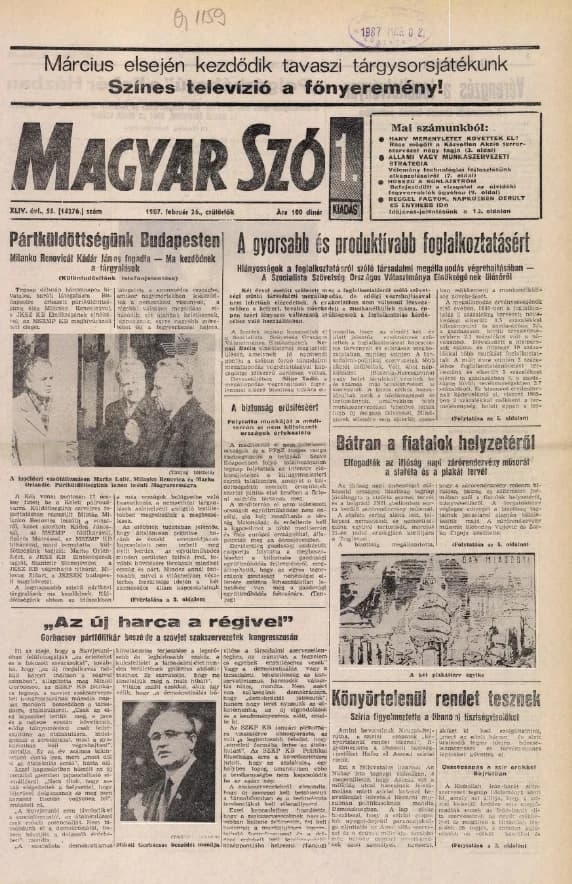 Magyar Szó, 44. évf. 1987. február 26. 55. sz. 1–20. oldal