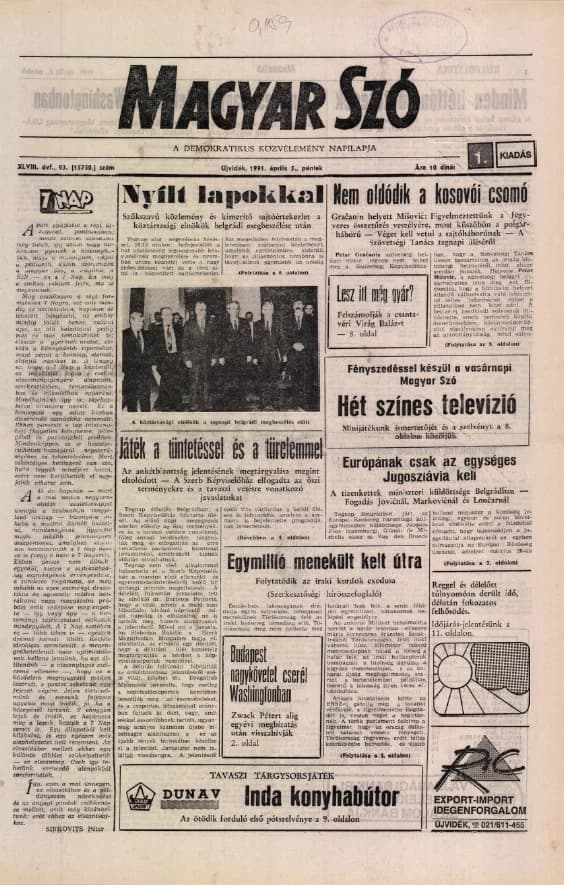 Magyar Szó, 48. évf. 1991. április 5. 93. sz. 1–20. oldal