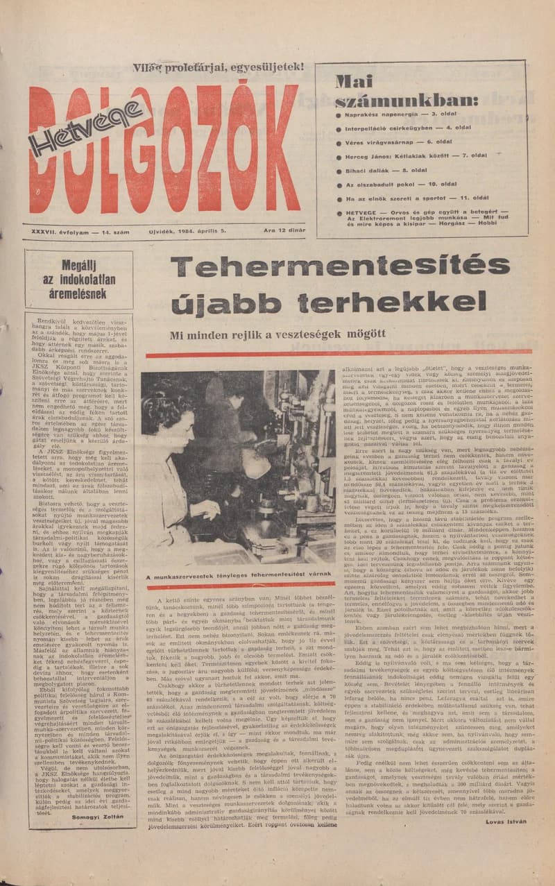 Dolgozók, 38. évf. 1984. április 5. 14. sz.