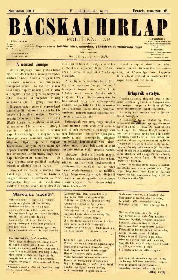 Bácskai Hirlap, 5. évf. 1901. március 15. 41. sz.