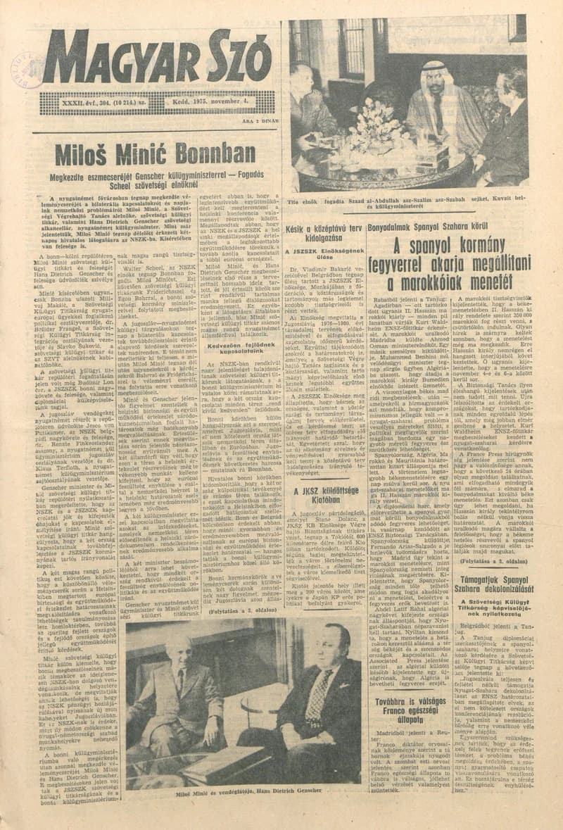 Magyar Szó, 32. évf. 1975. november 4. 304. sz.