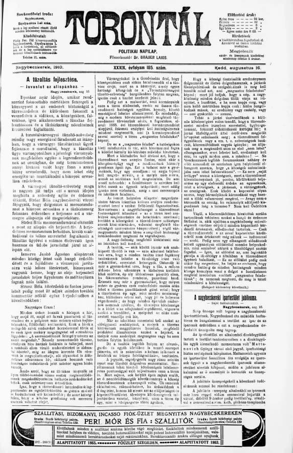 Torontál, 39. évf. 1910. augusztus 16. 185. sz.