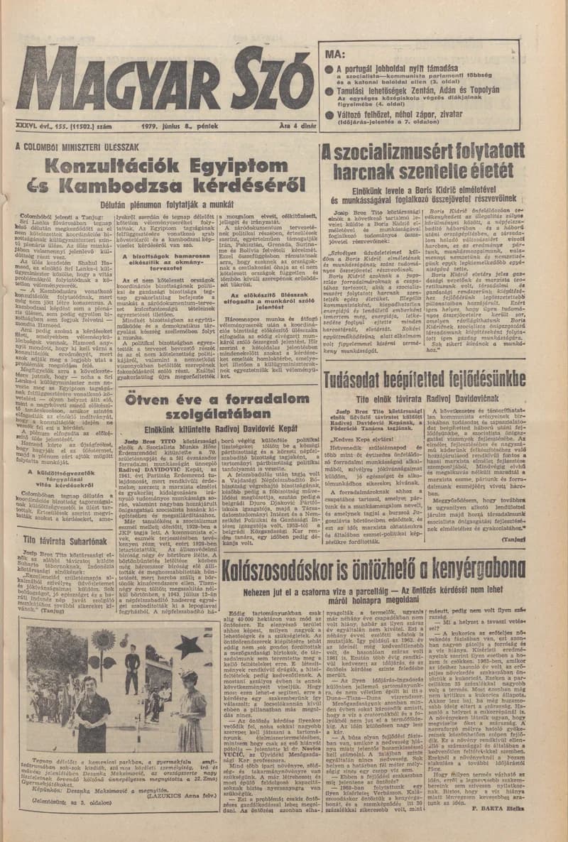 Magyar Szó, 36. évf. 1979. június 8. 155. sz. 1–20. oldal