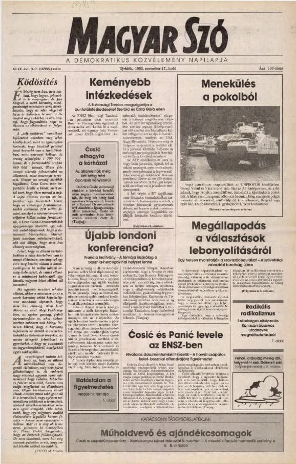 Magyar Szó, 49. évf. 1992. november 17. 317. sz. 1–16. oldal