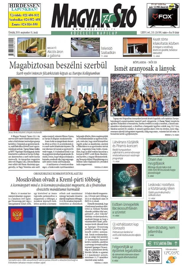 Magyar Szó, 76. évf. 2019. szeptember 10. 210. sz. 1–20. oldal