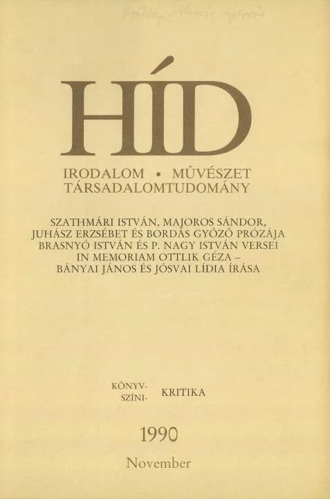 Híd, 54. évf. 1990. november. 11. sz. 1073–1172. oldal