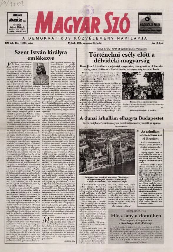 Magyar Szó, 59. évf. 2002. augusztus 20. 194. sz. 1–16. oldal
