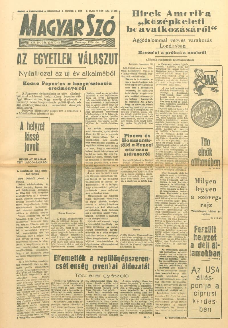 Magyar Szó, 13. évf. 1956. december 30. 356. sz. 1–20. oldal