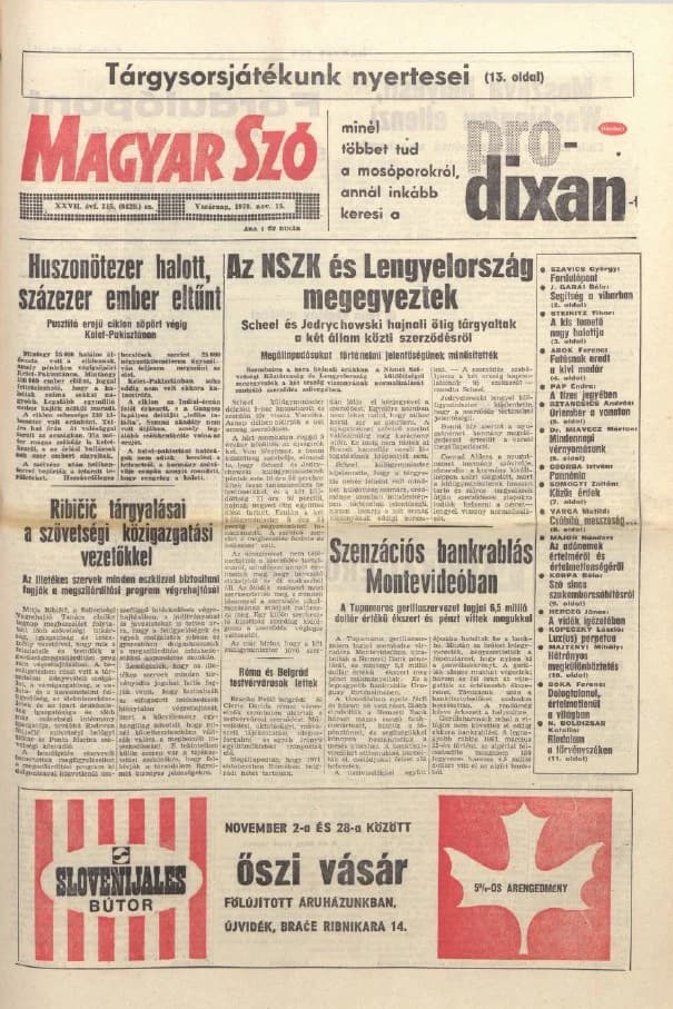 Magyar Szó, 27. évf. 1970. november 15. 315. sz. 1–32. oldal