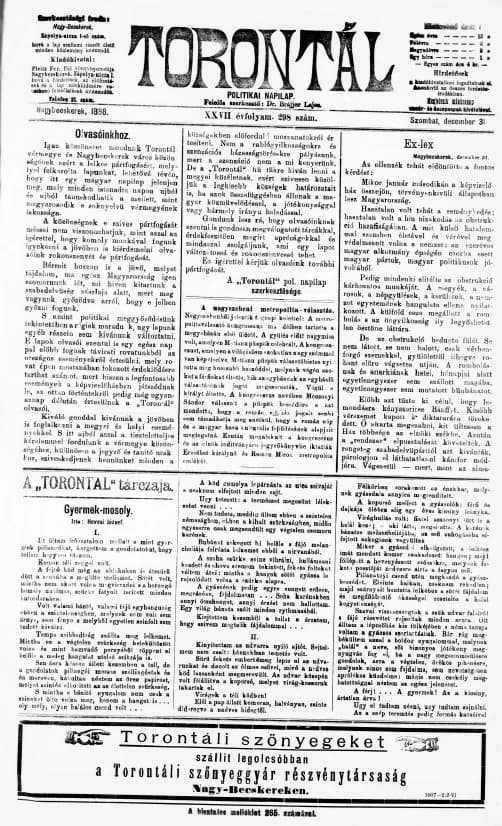 Torontál, 27. évf. 1898. december 31. 298. sz.