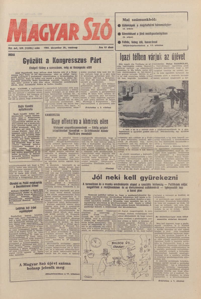 Magyar Szó, 41. évf. 1984. december 30. 359. sz. 1–32. oldal