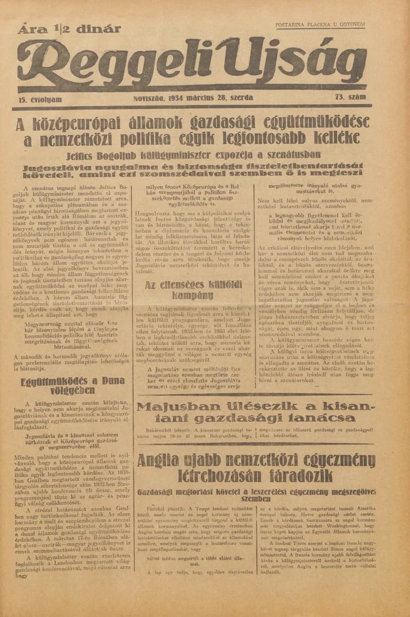 Reggeli Újság, 15. évf. 1934. március 28. 73. sz.