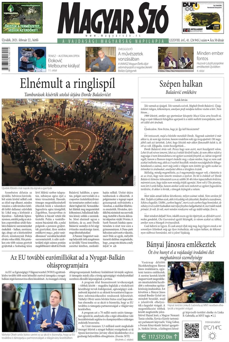 Magyar Szó, 78. évf. 2021. február 22. 41. sz. 1–16. oldal