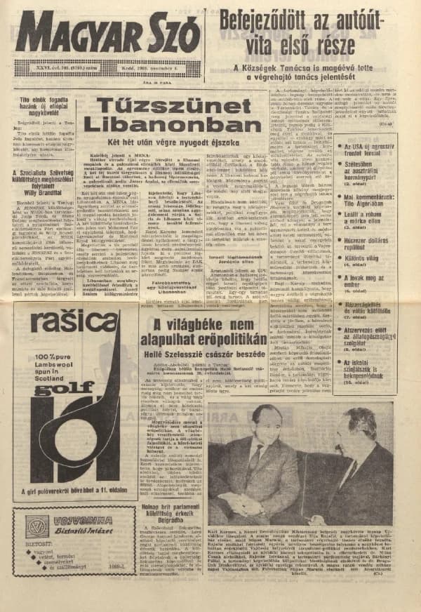 Magyar Szó, 26. évf. 1969. november 4. 305. sz. 1–16. oldal