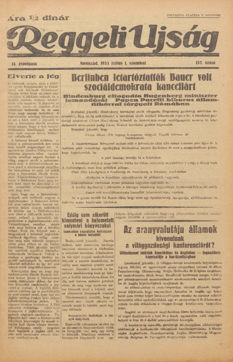 Reggeli Újság, 14. évf. 1933. július 1. 152. sz.