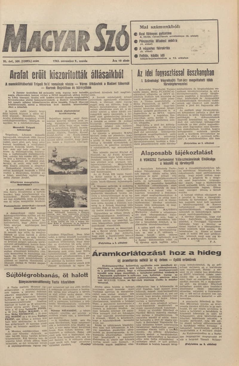 Magyar Szó, 40. évf. 1983. november 9. 309. sz.