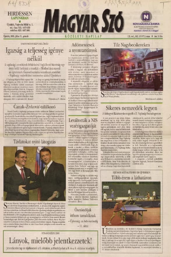 Magyar Szó, 60. évf. 2003. július 11. 162. sz. 1–16. oldal