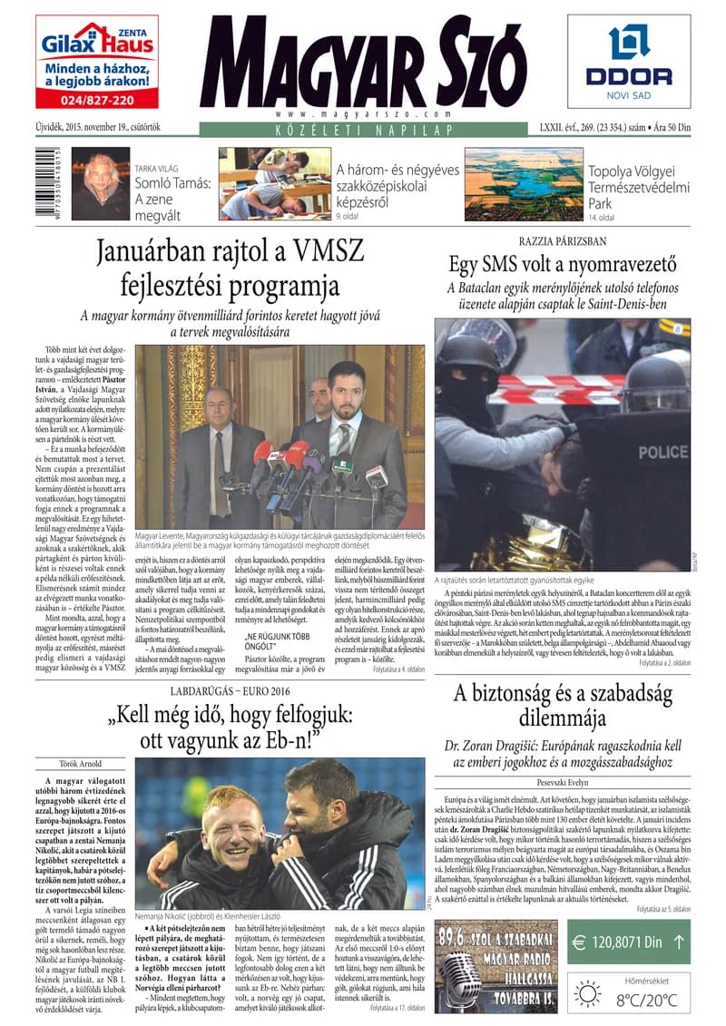 Magyar Szó, 72. évf. 2015. november 19. 269. sz. 1–20. oldal