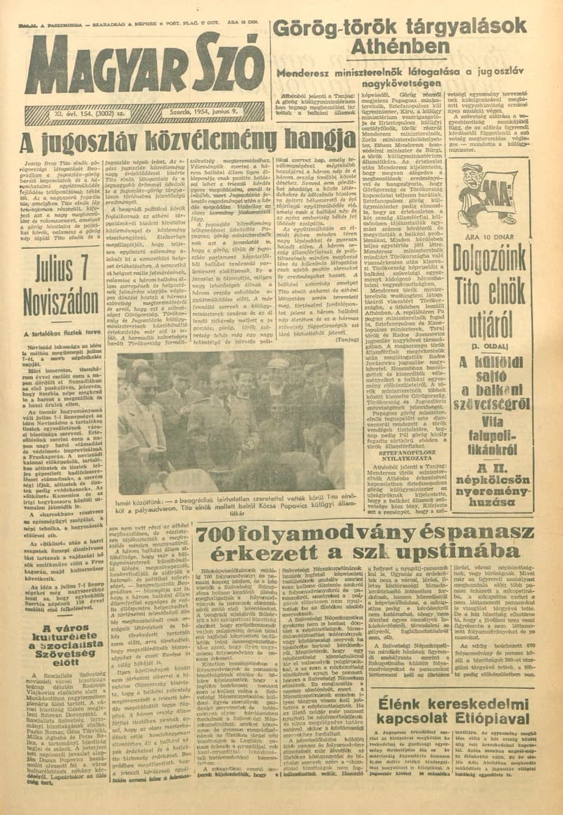 Magyar Szó, 11. évf. 1954. június 9. 154. sz. 1–8. oldal