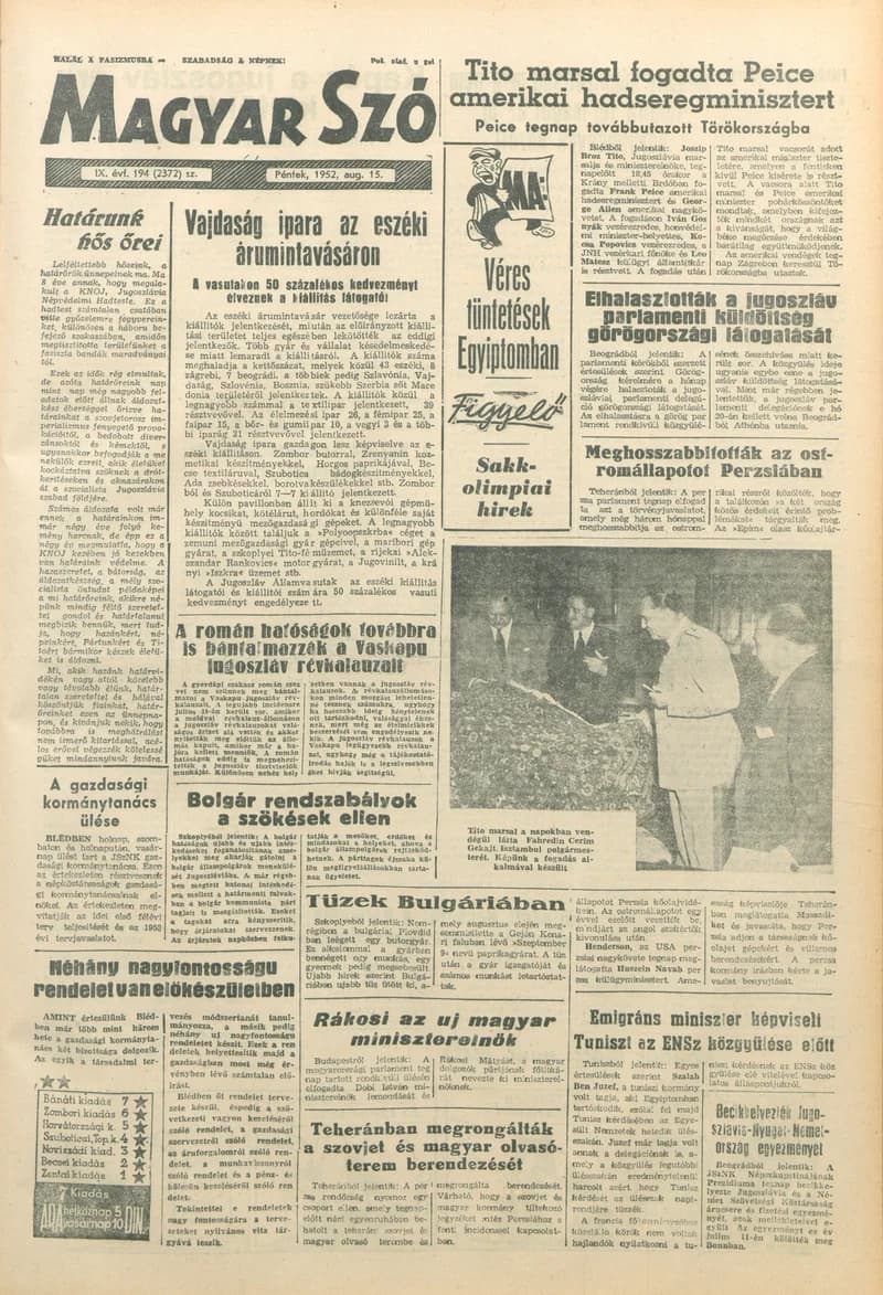 Magyar Szó, 9. évf. 1952. augusztus 15. 194. sz. 1–8. oldal