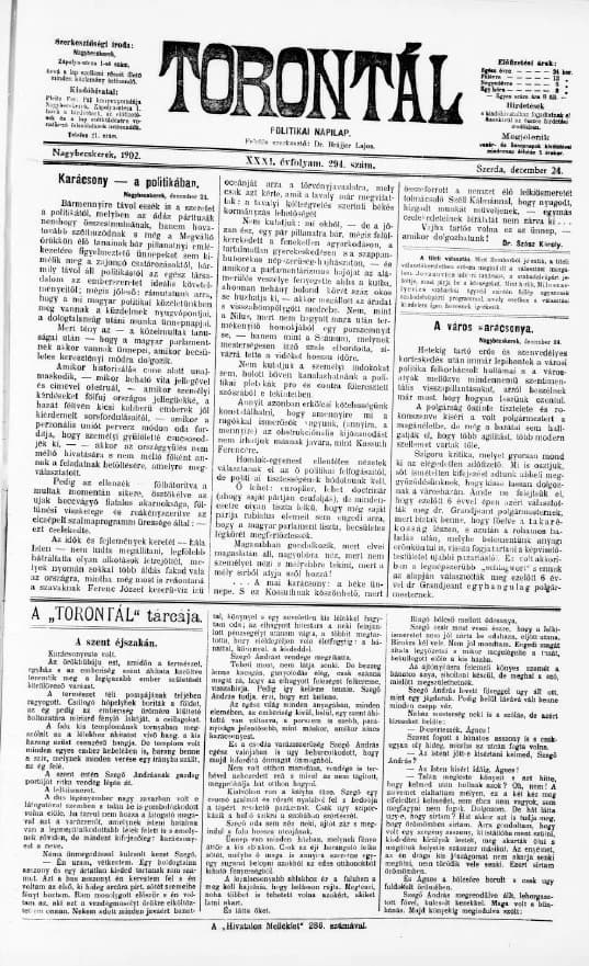 Torontál, 31. évf. 1902. december 24. 294. sz.