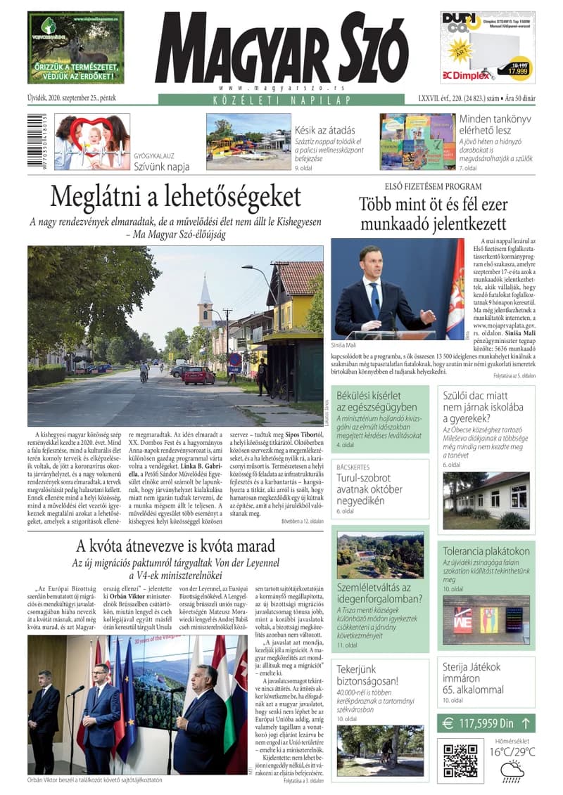 Magyar Szó, 77. évf. 2020. szeptember 25. 220. sz. 1–16. oldal