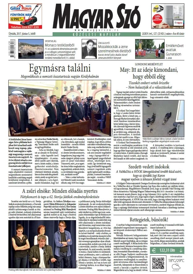 Magyar Szó, 74. évf. 2017. június 5. 127. sz. 1–20. oldal