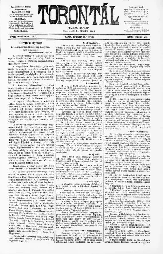 Torontál, 39. évf. 1910. július 25. 167. sz.