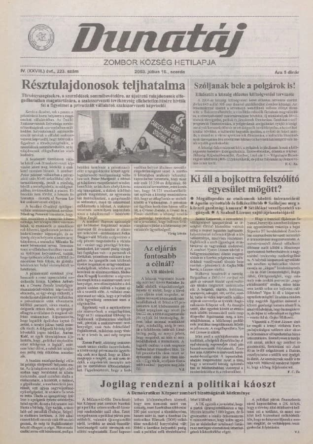 Dunatáj, 5. évf. 2003. július 16. 223. sz.