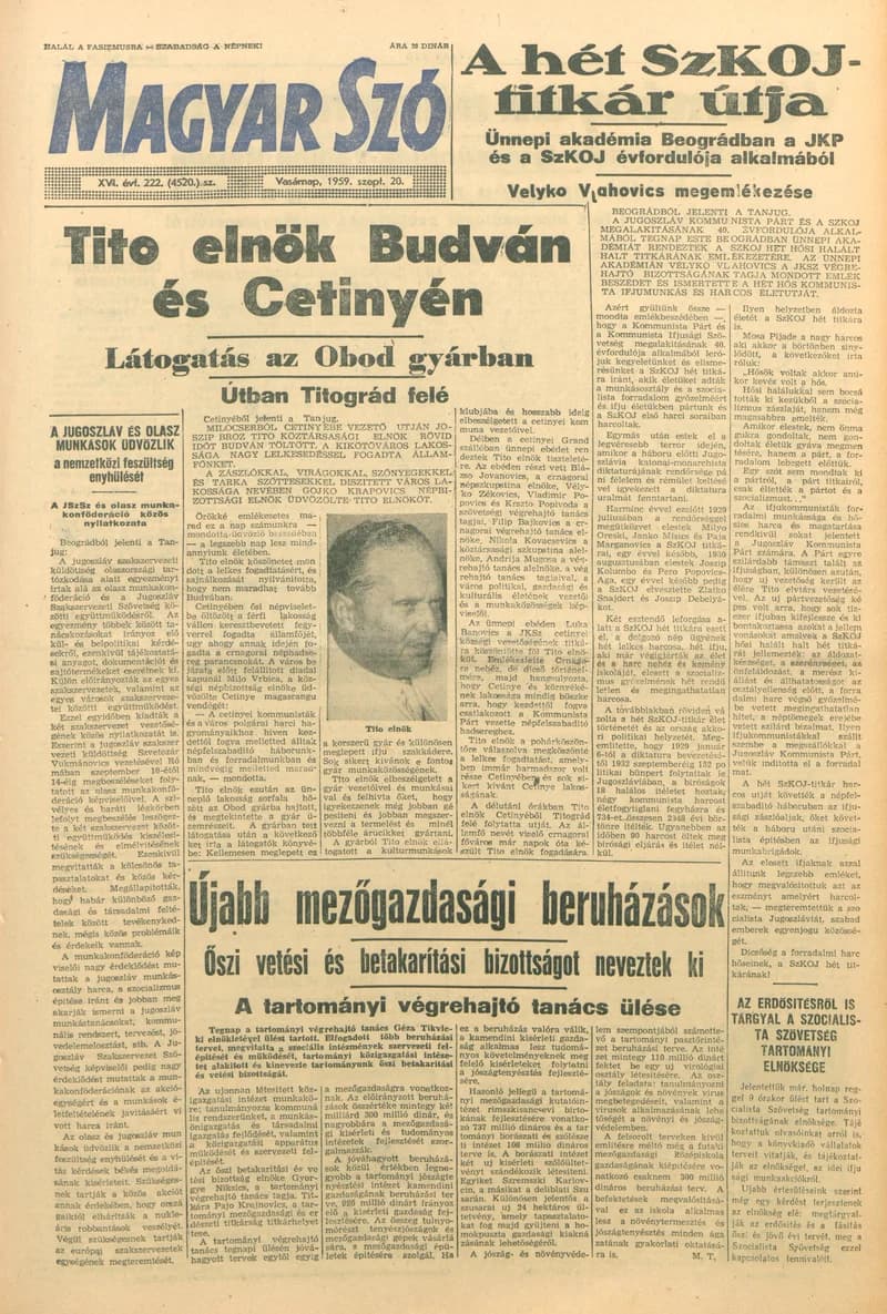 Magyar Szó, 16. évf. 1959. szeptember 20. 222. sz. 1–22. oldal