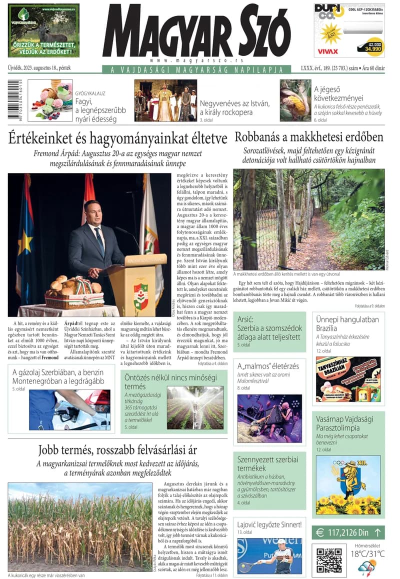 Magyar Szó, 80. évf. 2023. augusztus 18. 189. sz. 1–16. oldal