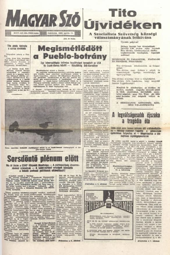 Magyar Szó, 26. évf. 1969. április 17. 105. sz. 1–20. oldal