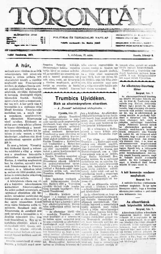 Torontál, 50. évf. 1921. február 9. 27. sz.