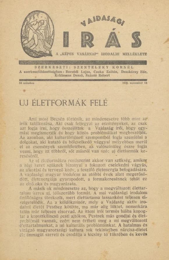 Vajdasági Írás, 1. évf. 1928. november 18. 38. sz. 257–288. oldal