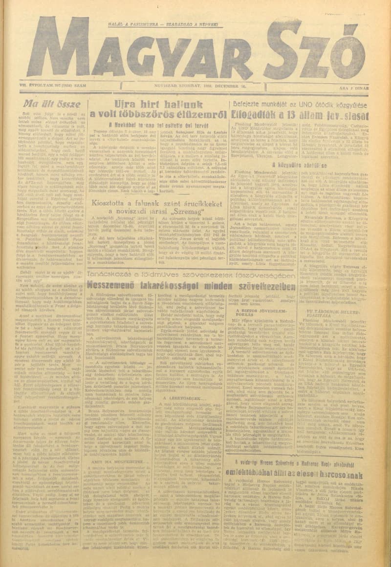 Magyar Szó, 7. évf. 1950. december 16. 297. sz. 1–4. oldal