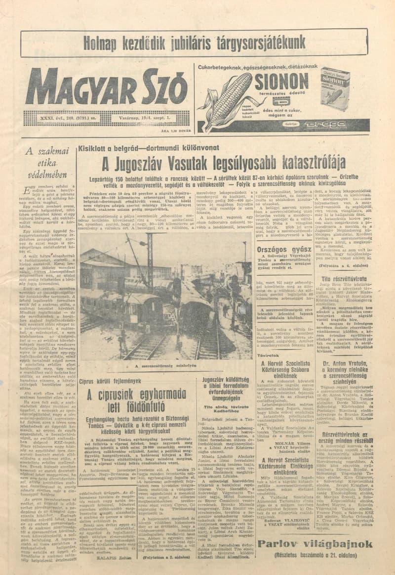 Magyar Szó, 31. évf. 1974. szeptember 1. 240. sz. 1–28. oldal