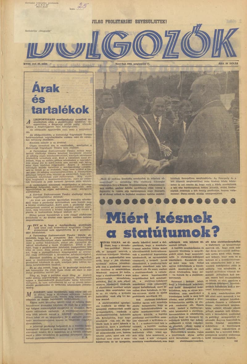 Dolgozók, 18. évf. 1964. szeptember 11. 36. sz.