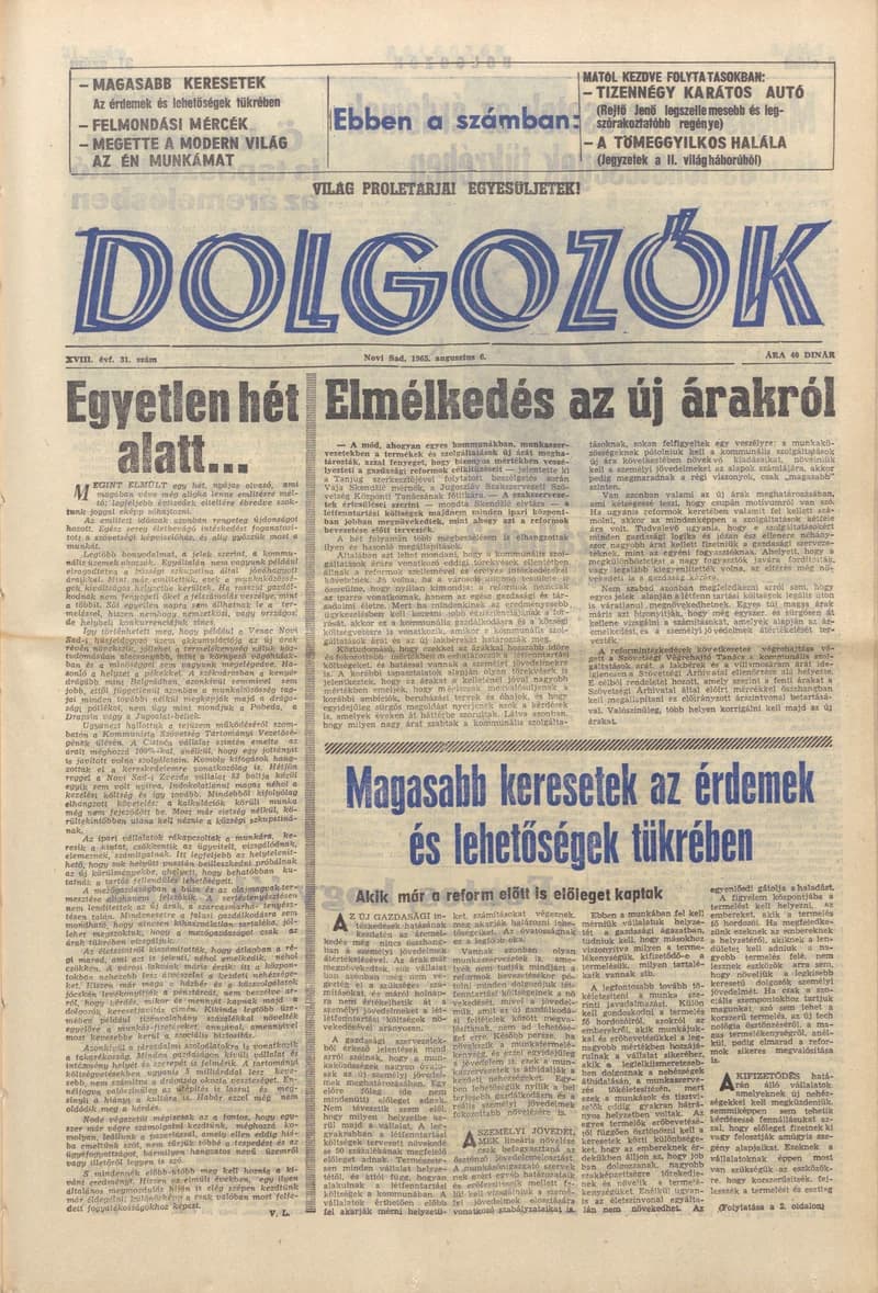 Dolgozók, 19. évf. 1965. augusztus 6. 31. sz.