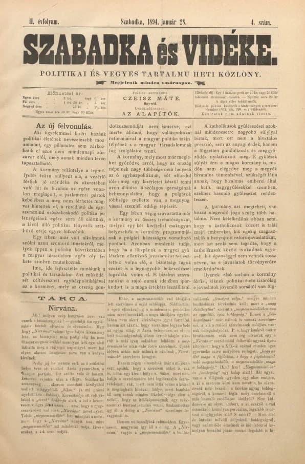Szabadka és vidéke II, 1. évf. 1894. január 28. 4. sz.