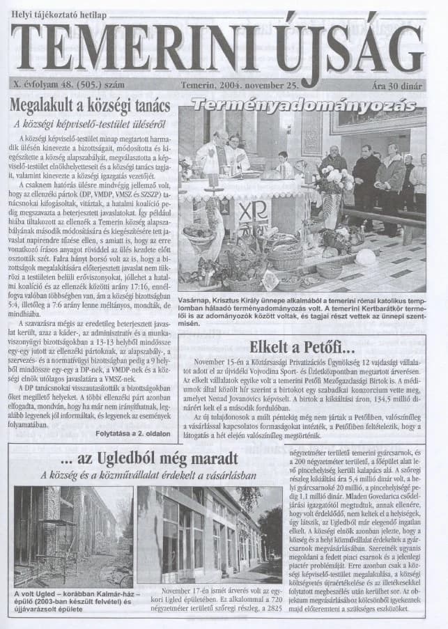 Temerini Újság, 10. évf. 2004. november 25. 48. sz.