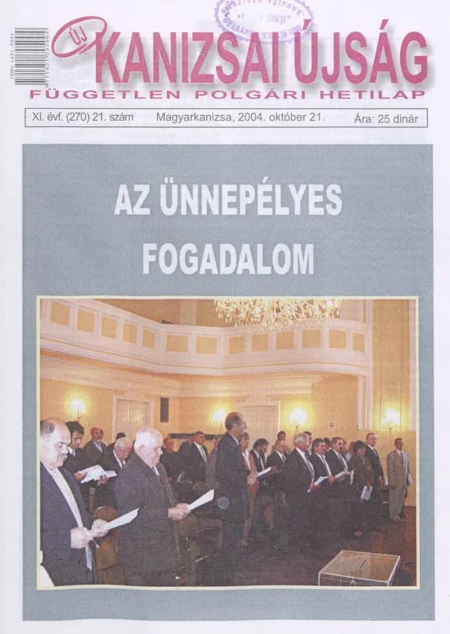 Új Kanizsai Újság, 11. évf. 2004. október 21. 21. sz.