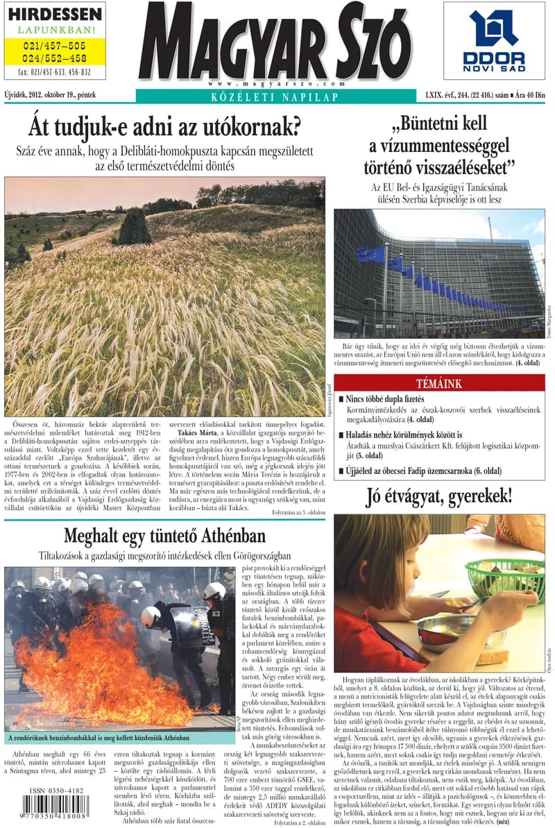 Magyar Szó, 69. évf. 2012. október 19. 244. sz. 1–20. oldal