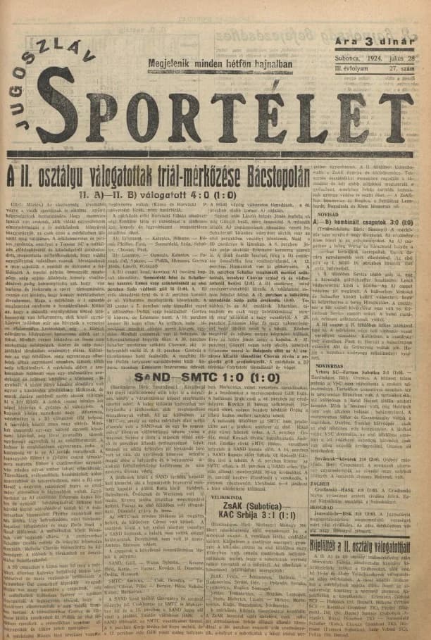 Jugoszláv sportélet, 3. évf. 1924. július 28. 27. sz.