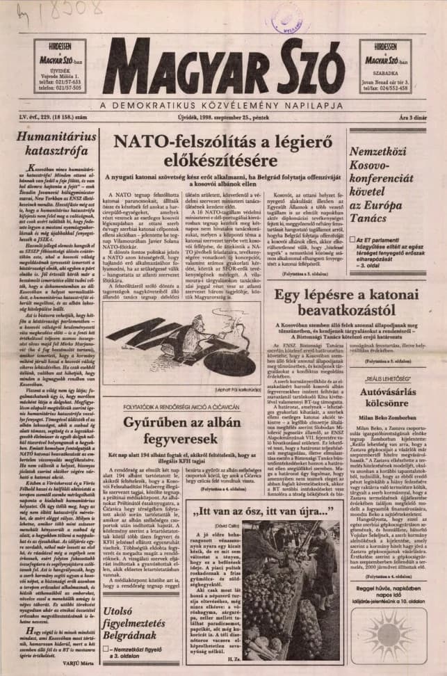 Magyar Szó, 55. évf. 1998. szeptember 25. 229. sz. 1–16. oldal