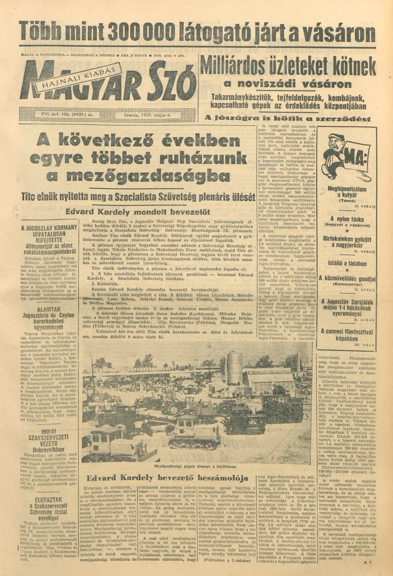 Magyar Szó, 16. évf. 1959. május 6. 106. sz. 1–20. oldal